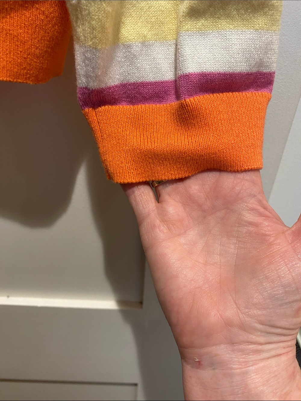 Lord & Taylor Striped Cardigan in Orange, Pink, Grey, White & Yellow. Size XL - Picture 4 of 6
